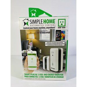 Simple Home XWS7 1002 WHT Wifi Smart Controlled Wall Outlet 2 USB Energy Monitor